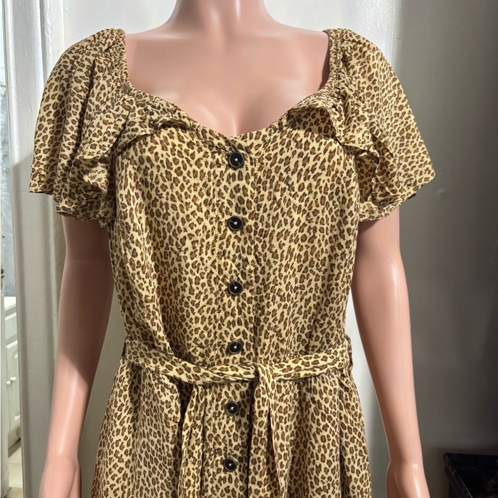 ANTHROPOLOGIE Women’s Bolano Leopard Print Midi Dress - Picture 8 of 16